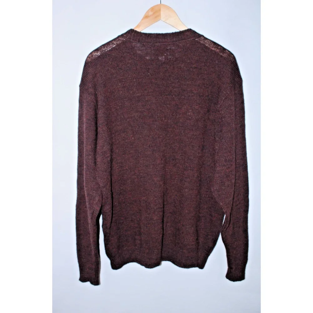 Ohio Knitting Mills Men's Large Brown Crew Neck Wool Sweater - Picture 8 of 9